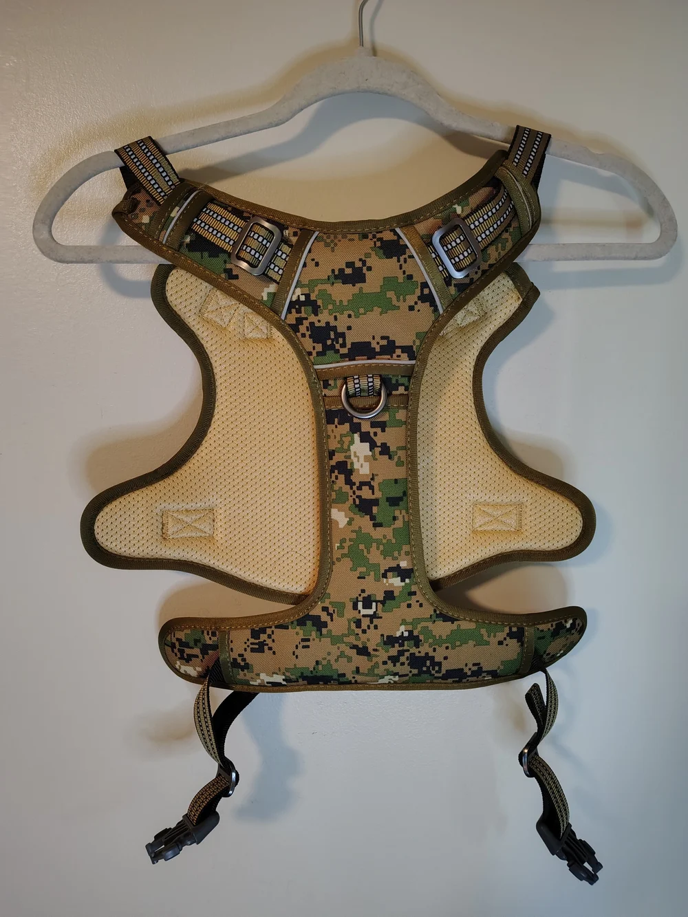 Tactical Camo Dog Training Harness Vest with ID Tag Holder & Morale Patches